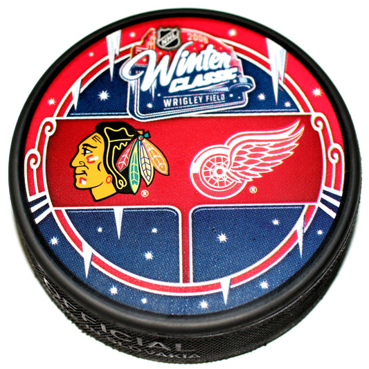2009 NHL Winter Classic Dueling Collectible Hockey Puck -Detroit Red Wings vs the Chicago Blackhawks-