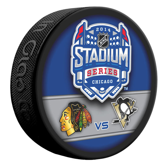 2014 NHL Chicago Stadium Series Dueling Style Collectible Hockey Puck -Chicago Blackhawks vs Pittsburgh Penguins-