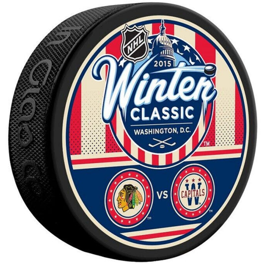 2015 NHL Winter Classic Dueling Style Collectible Hockey Puck -Chicago Blackhawks vs Washington Capitals-