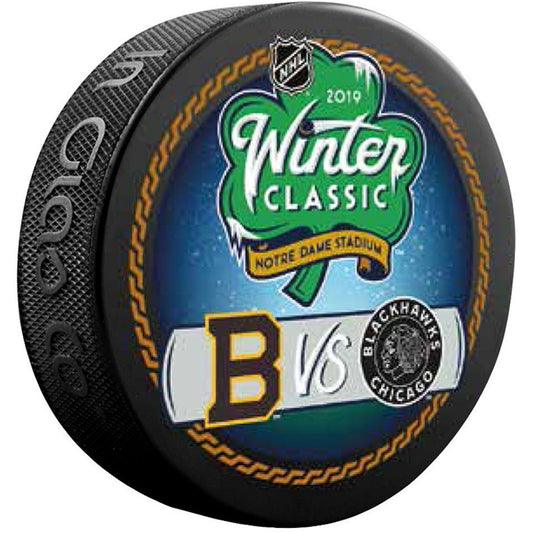 2019 NHL Winter Classic Dueling Collectible Hockey Puck -Boston Bruins vs Chicago Blackhawks-