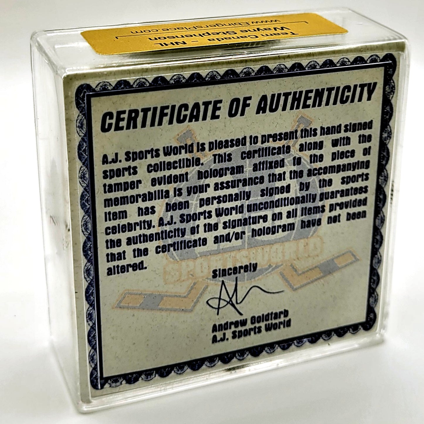 Team Canada's Wayne Stephenson Autographed Hockey Puck With COA