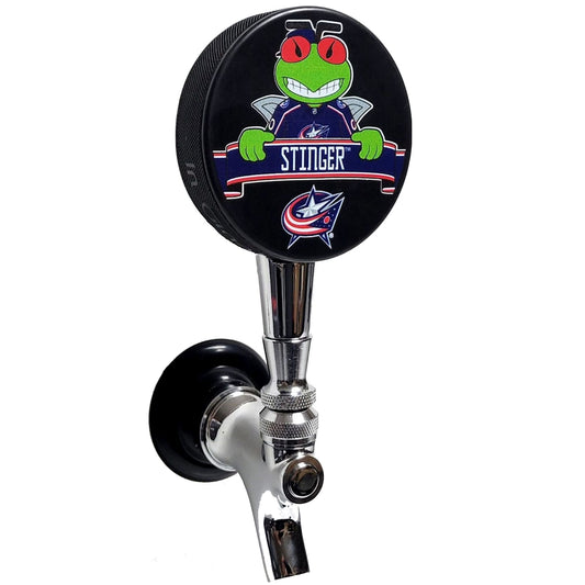Columbus Blue Jackets Stinger Mascot Hockey Puck Beer Tap Handle