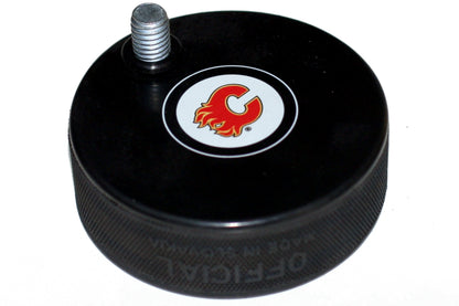 Calgary Flames Autograph Series Hockey Puck Beer Tap Handle Display