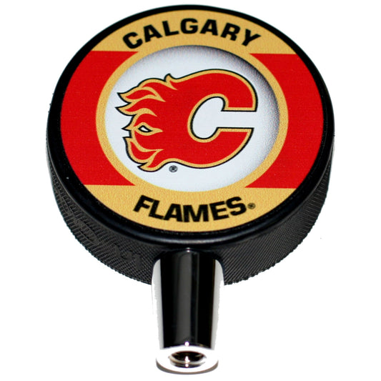 Calgary Flames Retro Series Hockey Puck Beer Tap Handle