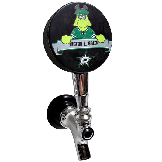 Dallas Stars Mascot Victor E Greene Hockey Puck Beer Tap Handle