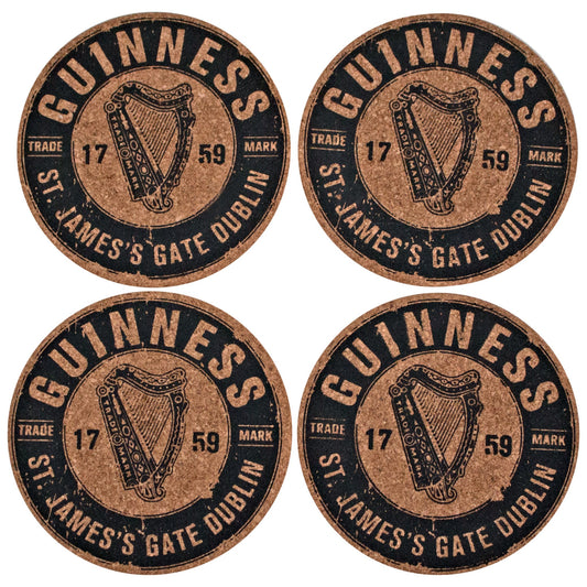 Guinness Officially Licensed Cork Coaster Set Of 4