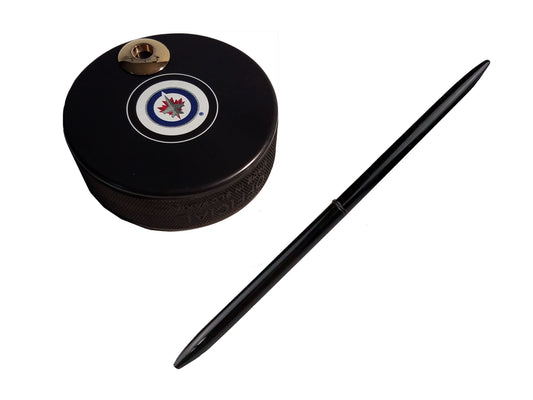Winnipeg Jets Auto Series Artisan Hockey Puck Desk Pen Holder With Our #96 Sleek Pen