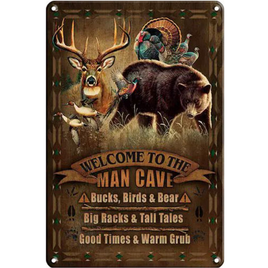 Welcome To The Man Cave Hunters Series Metal Bar Sign