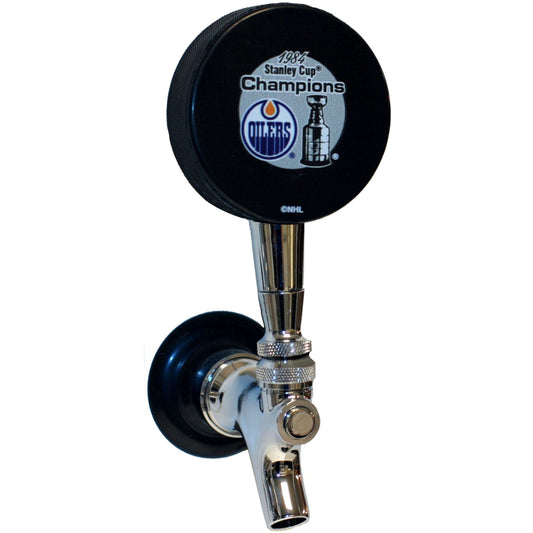 Edmonton Oilers 1984 Stanley Cup Champions Hockey Puck Beer Tap Handle