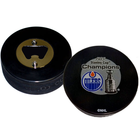 Edmonton Oilers 1985 Stanley Cup Champions Hockey Puck Bottle Opener