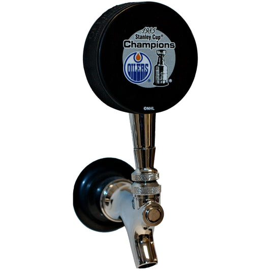 Edmonton Oilers 1985 Stanley Cup Champions Hockey Puck Beer Tap Handle