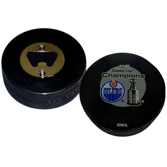 Edmonton Oilers 1987 Stanley Cup Champions Hockey Puck Bottle Opener