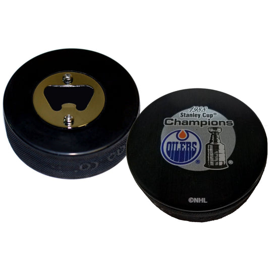 Edmonton Oilers 1988 Stanley Cup Champions Hockey Puck Bottle Opener