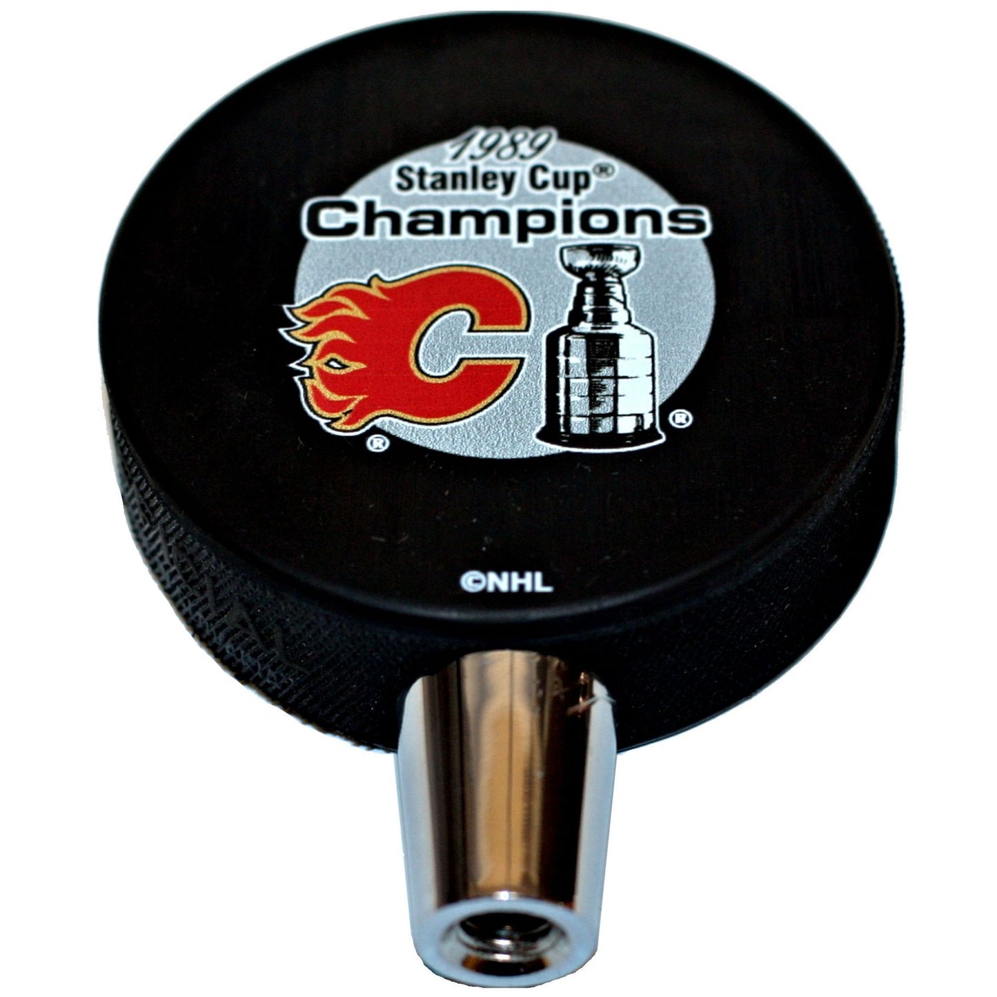 Calgary Flames 1989 Stanley Cup Champions Hockey Puck Beer Tap Handle