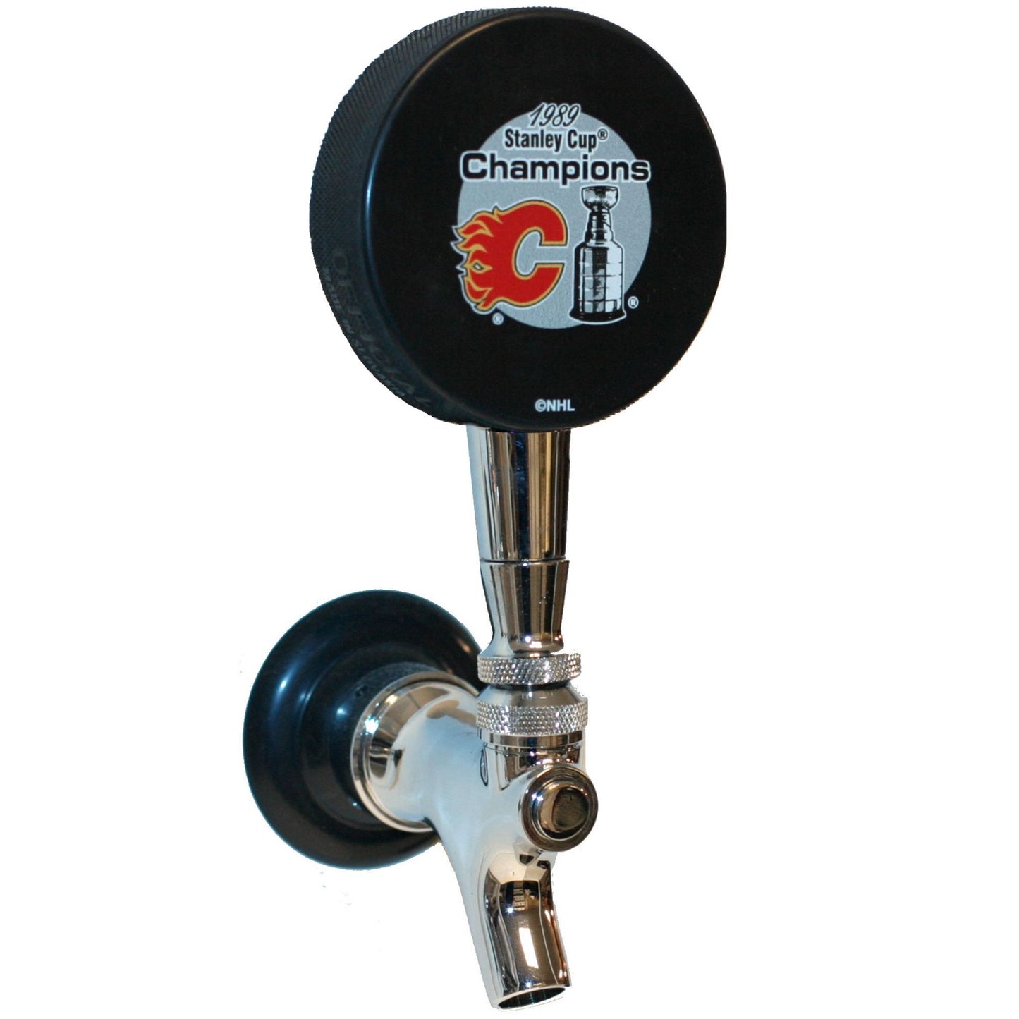 Calgary Flames 1989 Stanley Cup Champions Hockey Puck Beer Tap Handle