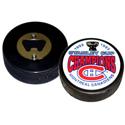 Montreal Canadiens 1993 Stanley Cup Champions Hockey Puck Bottle Opener