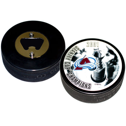 Colorado Avalanche 2001 Stanley Cup Champions Hockey Puck Bottle Opener