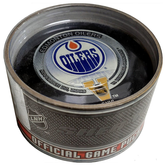2003 NHL Heritage Classic Game Style Collectible Hockey Puck -Montreal Canadiens vs Edmonton Oilers-
