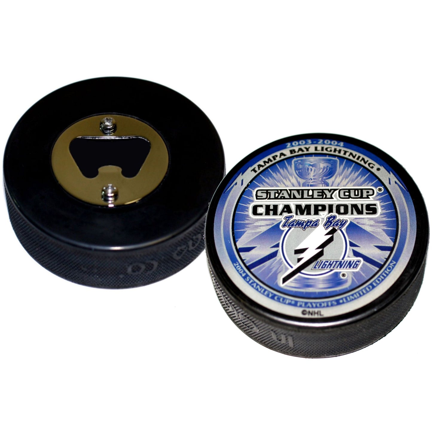Tampa Bay Lightning 2004 Stanley Cup Champions Hockey Puck Bottle Opener