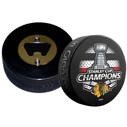 Chicago Blackhawks 2015 Stanley Cup Champions Hockey Puck Bottle Opener