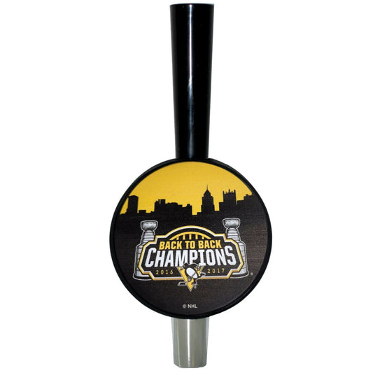 Pittsburgh Penguins Back To Back 2016-2017 Stanley Cup Champions Tall-Boy Hockey Puck Beer Tap Handle