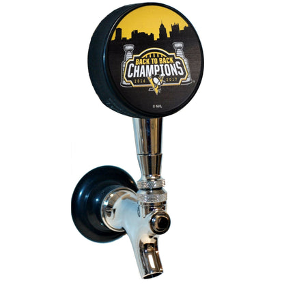 Pittsburgh Penguins Back To Back 2016-2017 Stanley Cup Champions Hockey Puck Beer Tap Handle