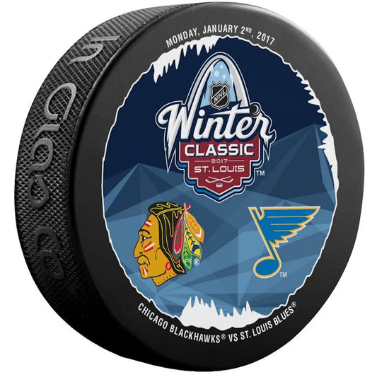 2017 NHL Winter Classic Dueling Style Collectible Hockey Puck -St Louis Blues vs Chicago Blackhawks-