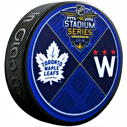 2018 NHL Stadium Series Dueling Style Collectible Hockey Puck -Maple Leafs vs Capitals-