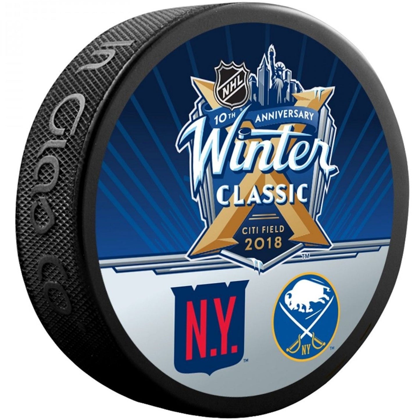 2018 NHL Winter Classic Dueling Collectible Hockey Puck -New York Rangers vs Buffalo Sabres-