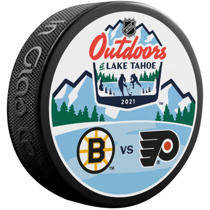 2021 NHL Outdoors Lake Tahoe Dueling Collectible Hockey Puck -Philadelphia Flyers vs the Boston Bruins-