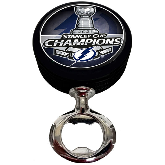 Tampa Bay Lightning 2021 Stanley Cup Champions FULCRUM Series Hockey Puck Bottle Opener