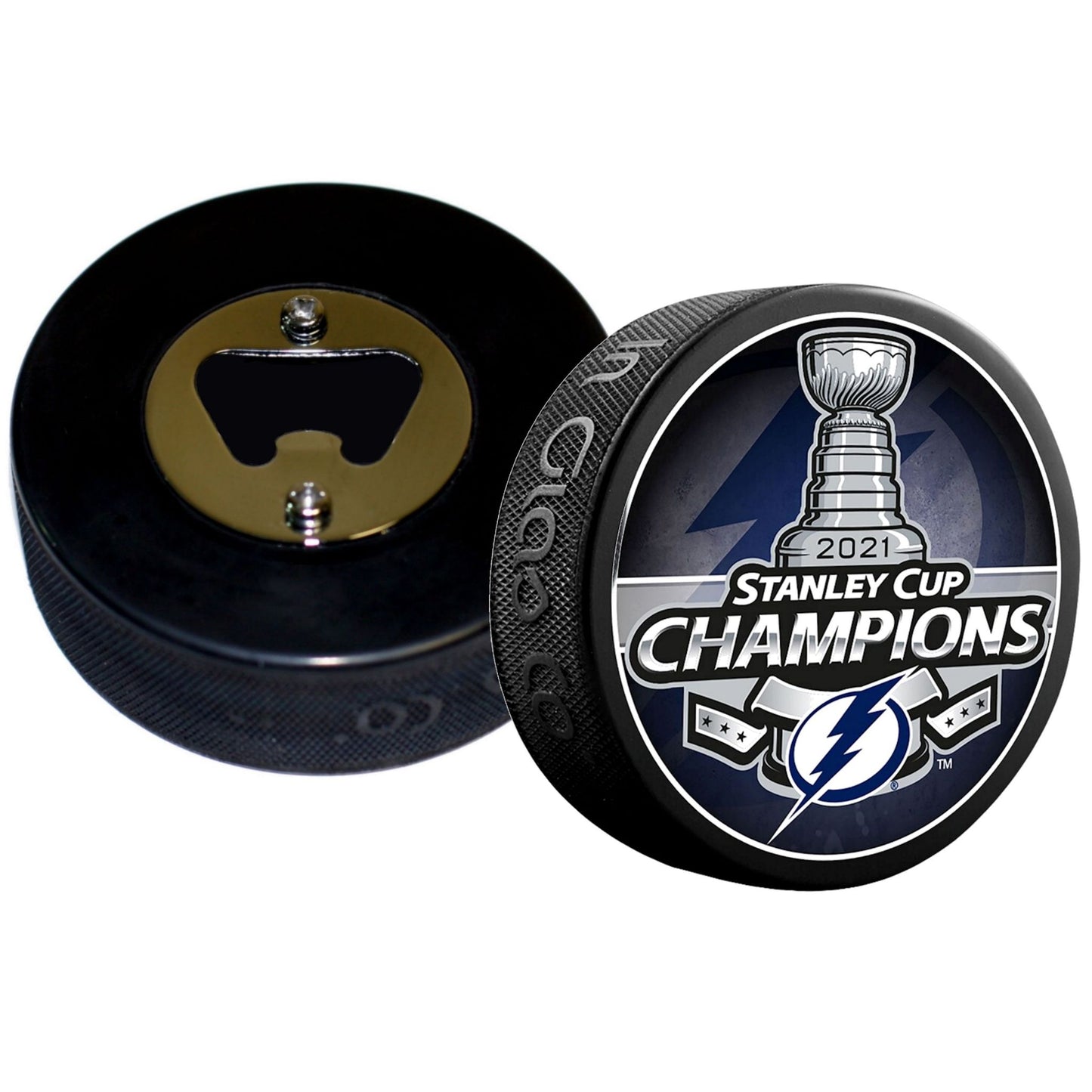 Tampa Bay Lightning 2021 Stanley Cup Champions Hockey Puck Bottle Opener