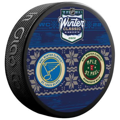 2022 NHL Winter Classic Dueling Collectible Hockey Puck -St Louis Blues vs Minnesota Wild-