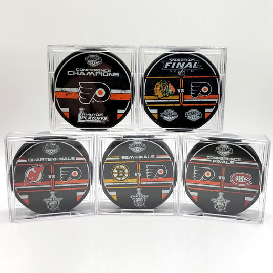 2010 NHL Philadelphia Flyers Eastern Conference Finals Hockey Puck Set