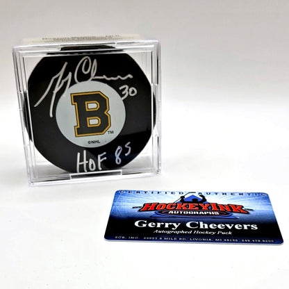 Boston Bruins Gerry Cheevers Autographed Hockey Puck With COA