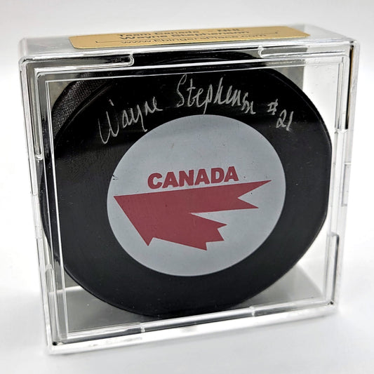 Team Canada's Wayne Stephenson Autographed Hockey Puck With COA