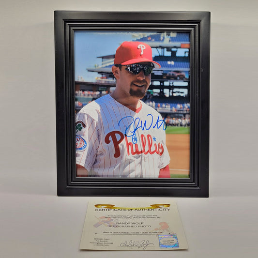 Philadelphia Phillies Randy Wolf Autographed Framed Photo With COA