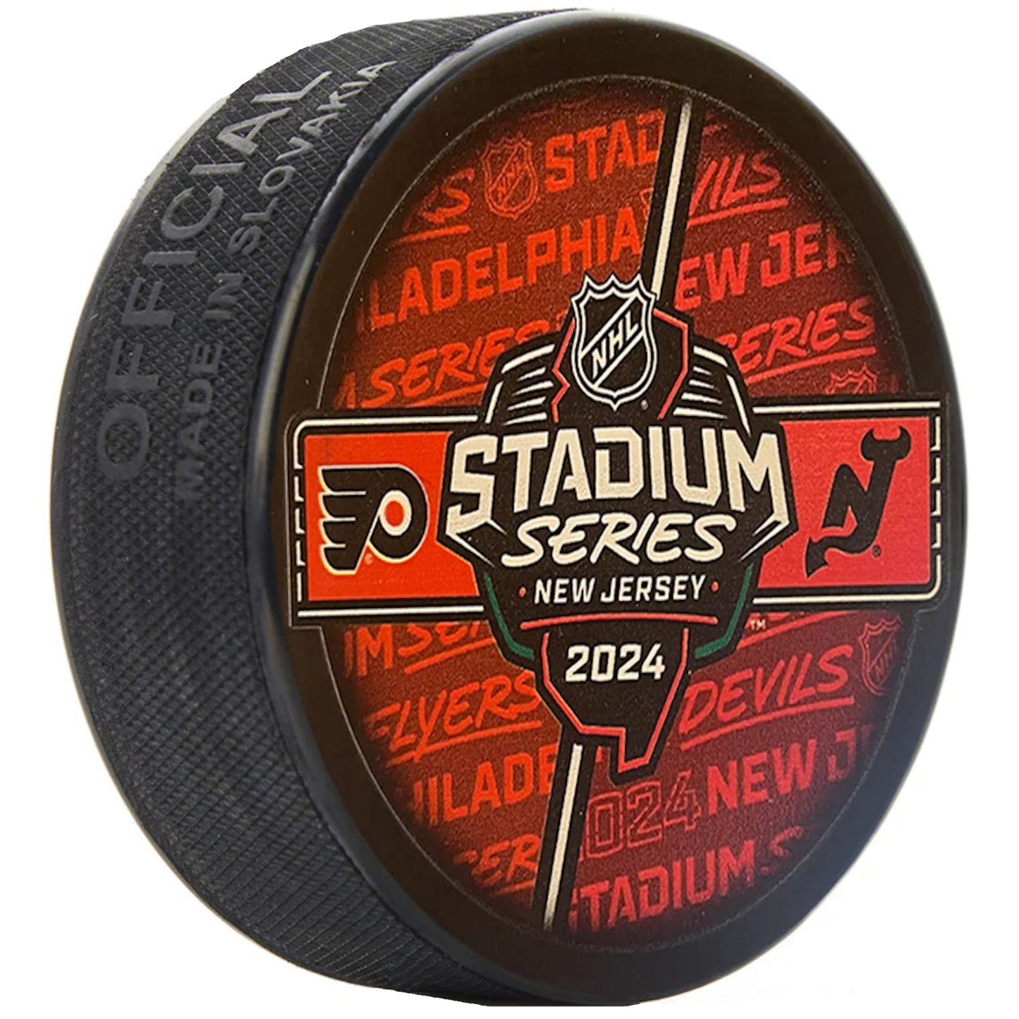 2024 NHL Stadium Series Dueling Style Collectible Hockey Puck -Flyers vs Devils-