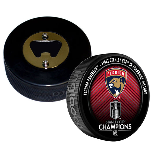 Florida Panthers 2024 Stanley Cup Champions Hockey Puck Bottle Opener