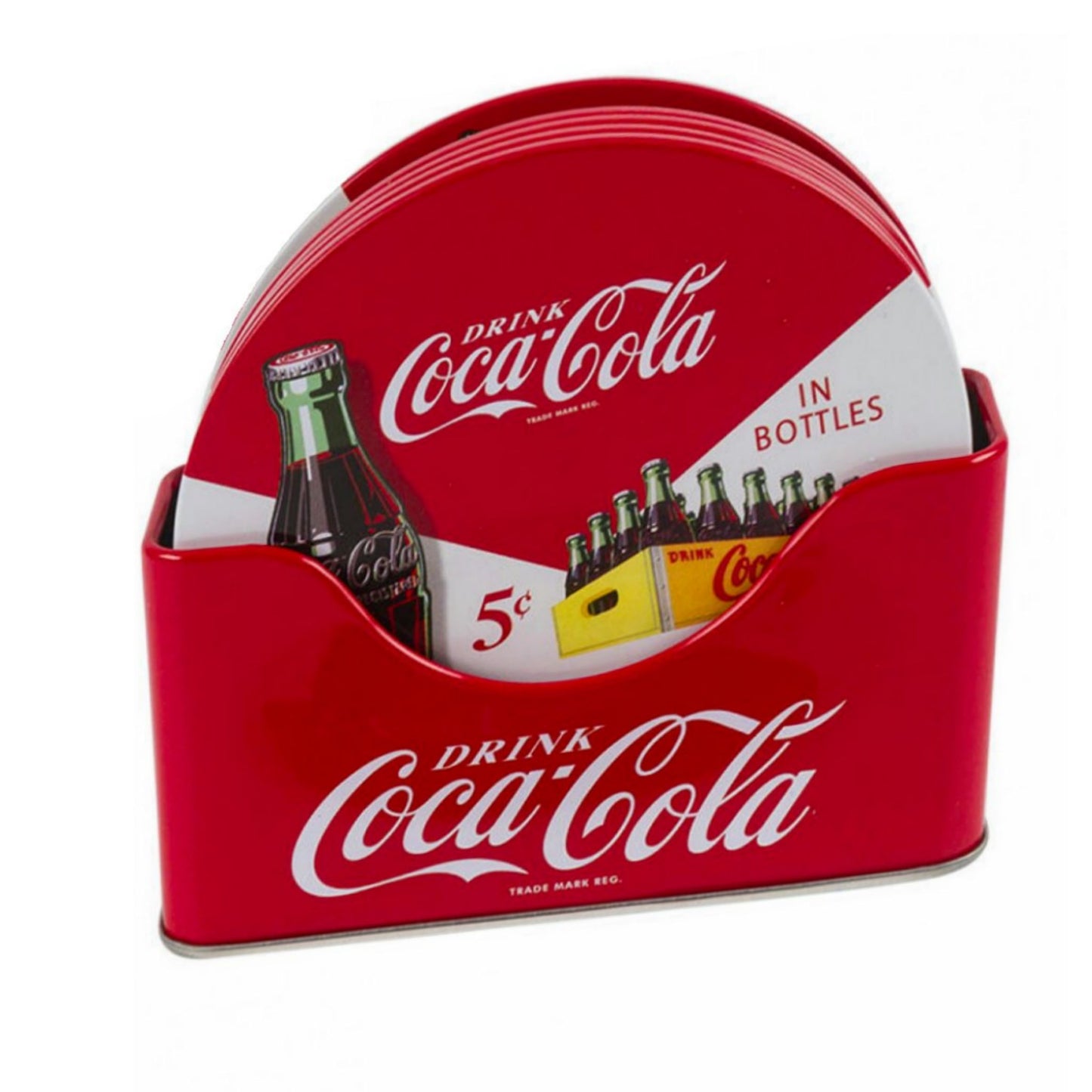 Officially Licensed Coca-Cola Retro Design Coaster 6-Piece Set w/ Holder