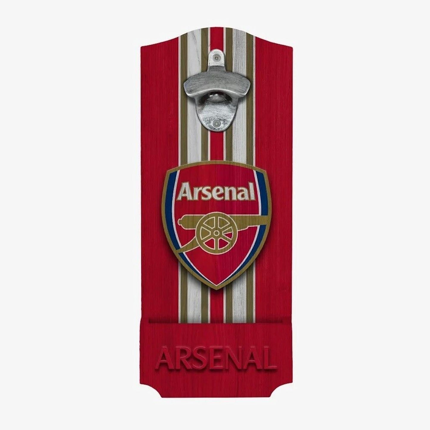 Arsenal Soccer Club Wooden Bottle Opener With Built-In Cap Catcher