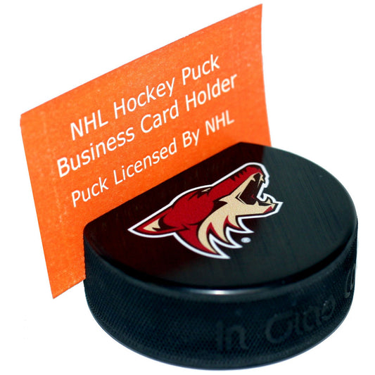 Arizona Coyotes Throwback Logo Basic Series Hockey Puck Business Card Holder