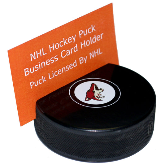 Arizona Coyotes Throwback Logo Autograph Series Hockey Puck Business Card Holder