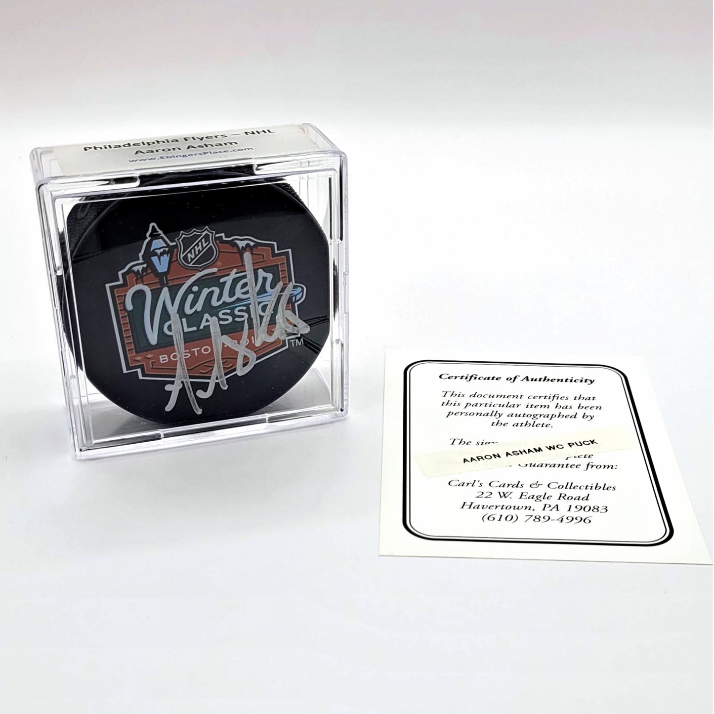 Philadelphia Flyers Arron Asham Autographed Hockey Puck With COA