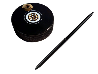 Boston Bruins Auto Series Artisan Hockey Puck Desk Pen Holder With Our #96 Sleek Pen