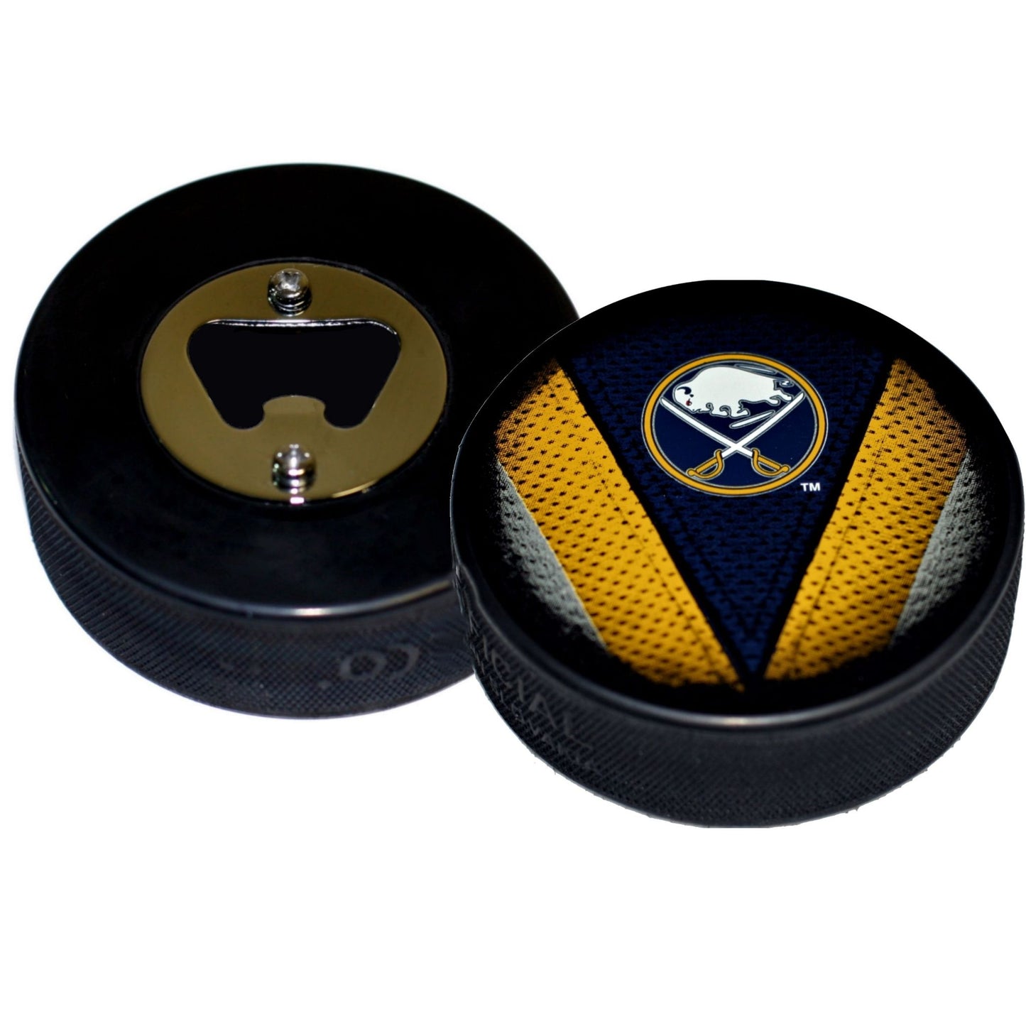 Buffalo Sabres Stitch Series Hockey Puck Bottle Opener