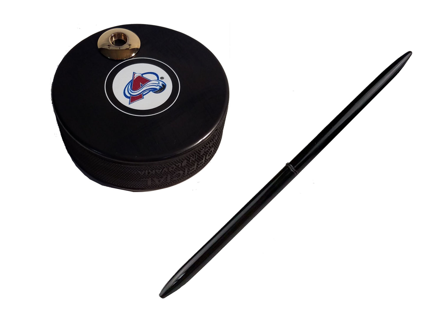 Colorado Avalanche   Auto Series Artisan Hockey Puck Desk Pen Holder With Our #96 Sleek Pen