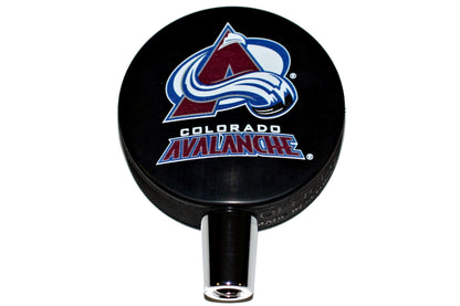 Colorado Avalanche Hockey Puck And Colorado Rockies Baseball Beer Tap Handle Set