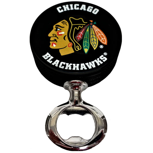 Chicago Blackhawks FULCRUM Series Hockey Puck Bottle Opener