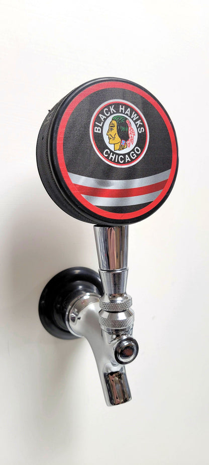 Chicago Blackhawks Reverse Series Hockey Puck Beer Tap Handle